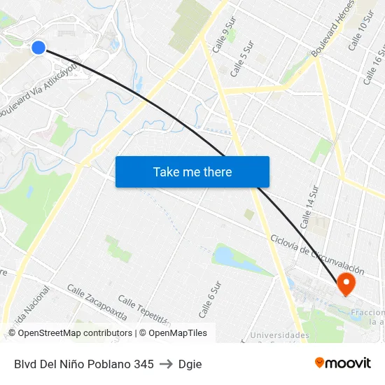 Blvd Del Niño Poblano 345 to Dgie map