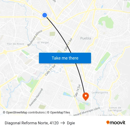 Diagonal Reforma Norte, 4120 to Dgie map