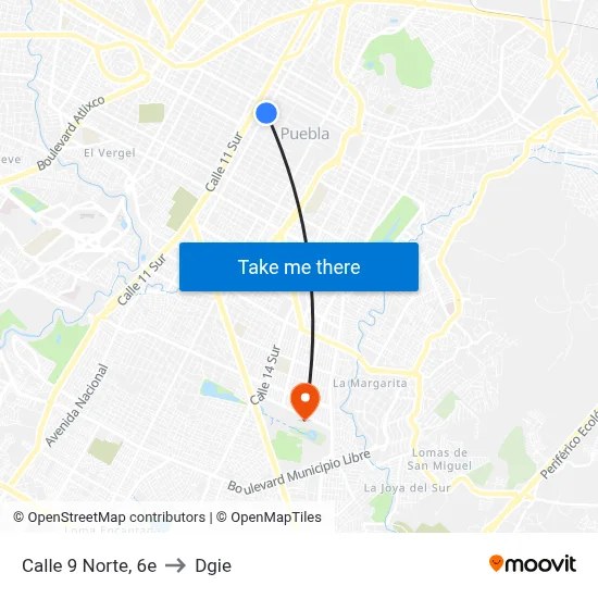 Calle 9 Norte, 6e to Dgie map
