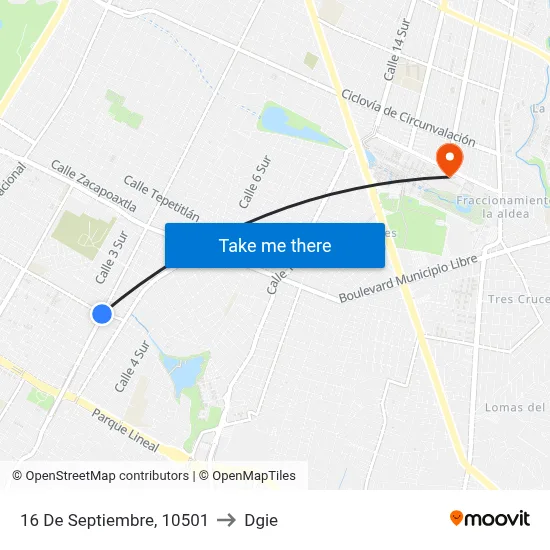 16 De Septiembre, 10501 to Dgie map