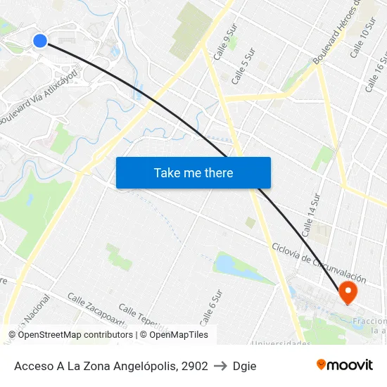 Acceso A La Zona Angelópolis, 2902 to Dgie map
