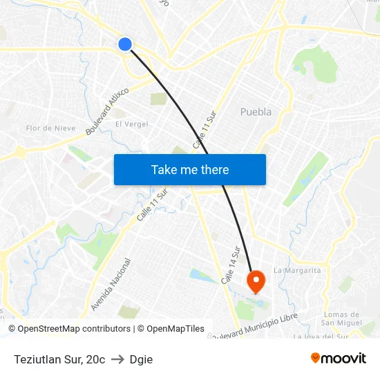 Teziutlan Sur, 20c to Dgie map