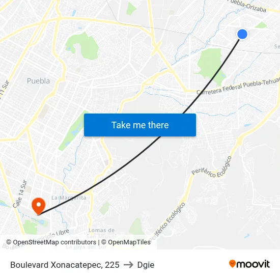 Boulevard Xonacatepec, 225 to Dgie map