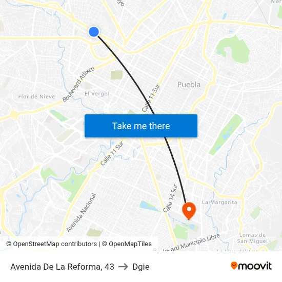 Avenida De La Reforma, 43 to Dgie map