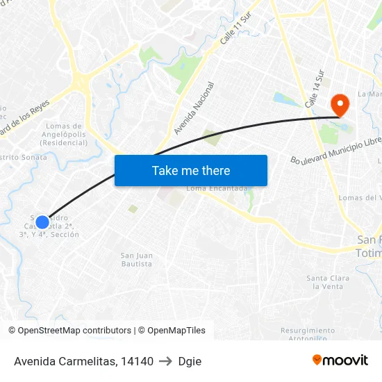 Avenida Carmelitas, 14140 to Dgie map