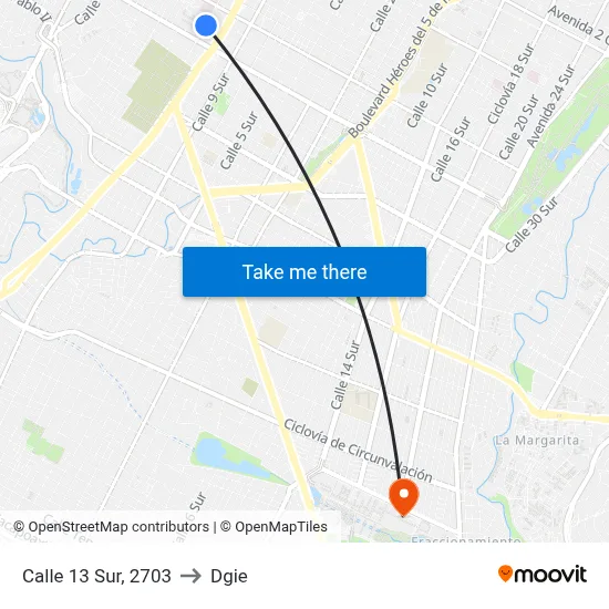 Calle 13 Sur, 2703 to Dgie map