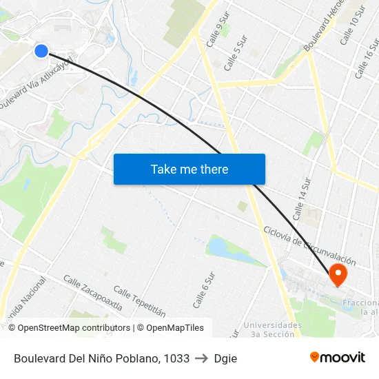 Boulevard Del Niño Poblano, 1033 to Dgie map