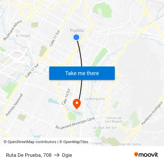 Ruta De Prueba, 708 to Dgie map
