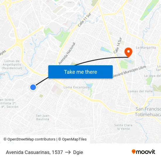 Avenida Casuarinas, 1537 to Dgie map