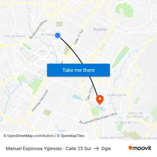 Manuel Espinosa Yglesias - Calle 25 Sur to Dgie map
