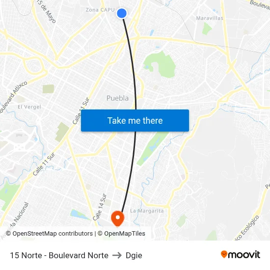 15 Norte - Boulevard Norte to Dgie map