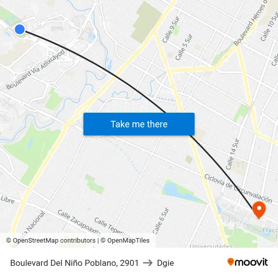 Boulevard Del Niño Poblano, 2901 to Dgie map