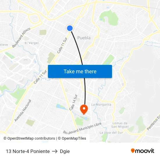 13 Norte-4 Poniente to Dgie map