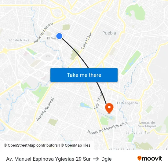 Av. Manuel Espinosa Yglesias-29 Sur to Dgie map