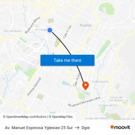 Av. Manuel Espinosa Yglesias-25 Sur to Dgie map