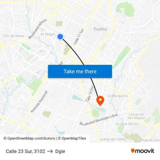 Calle 23 Sur, 3102 to Dgie map