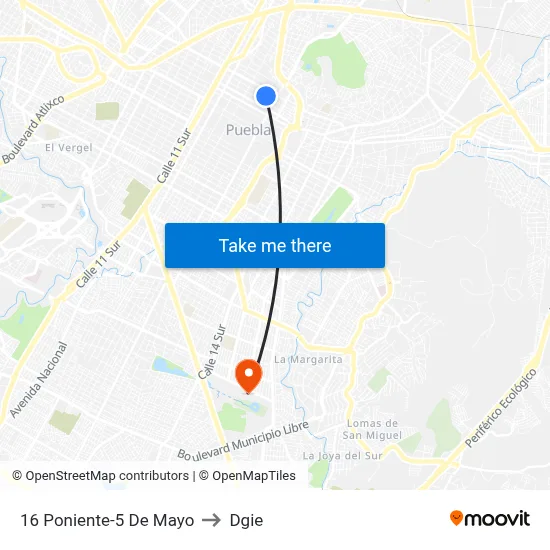 16 Poniente-5 De Mayo to Dgie map