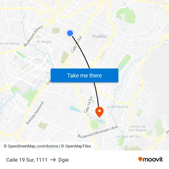 Calle 19 Sur, 1111 to Dgie map