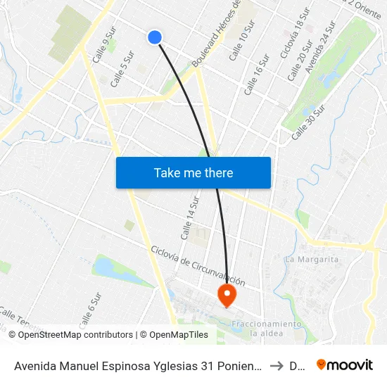 Avenida Manuel Espinosa Yglesias 31 Poniente, 130 to Dgie map