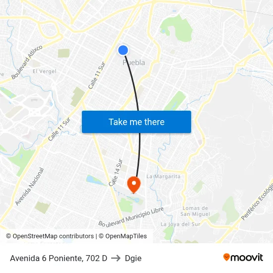 Avenida 6 Poniente, 702 D to Dgie map