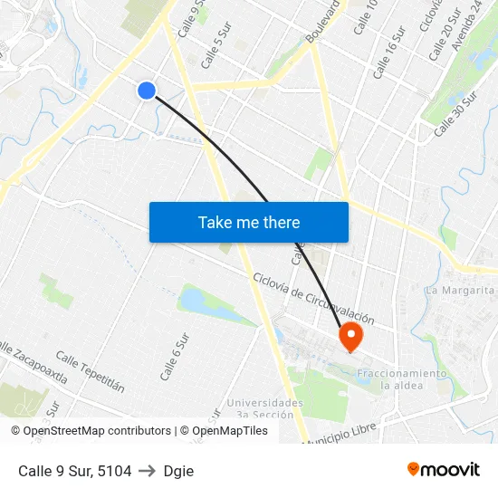 Calle 9 Sur, 5104 to Dgie map
