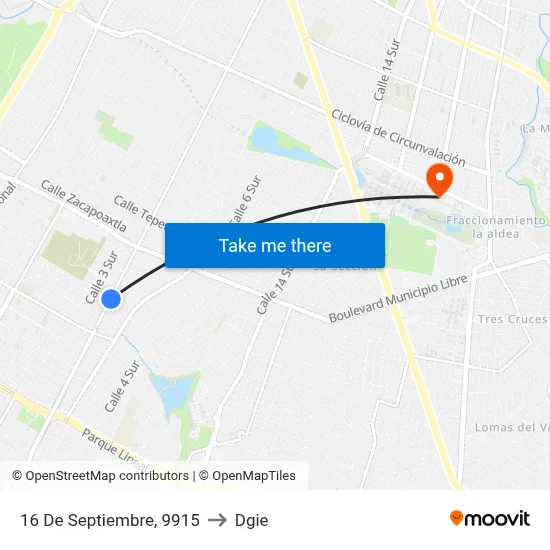 16 De Septiembre, 9915 to Dgie map