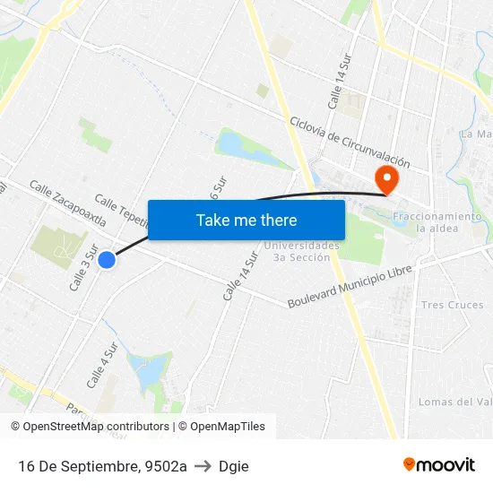 16 De Septiembre, 9502a to Dgie map