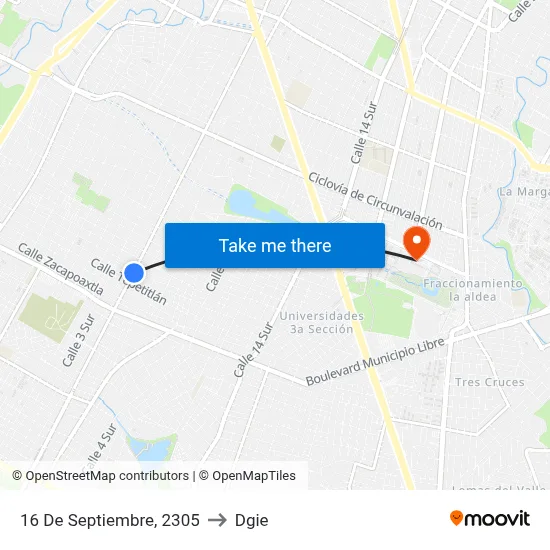 16 De Septiembre, 2305 to Dgie map
