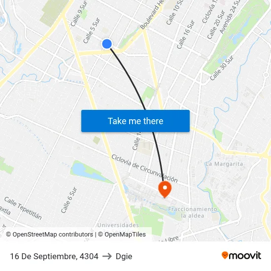 16 De Septiembre, 4304 to Dgie map