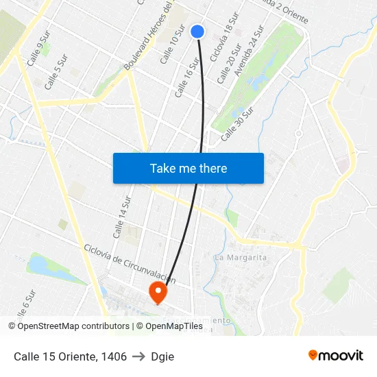 Calle 15 Oriente, 1406 to Dgie map