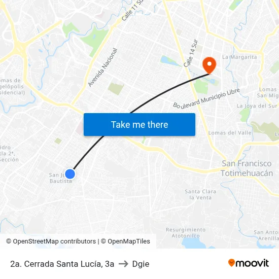 2a. Cerrada Santa Lucía, 3a to Dgie map