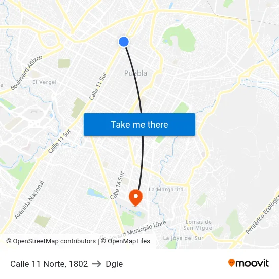 Calle 11 Norte, 1802 to Dgie map