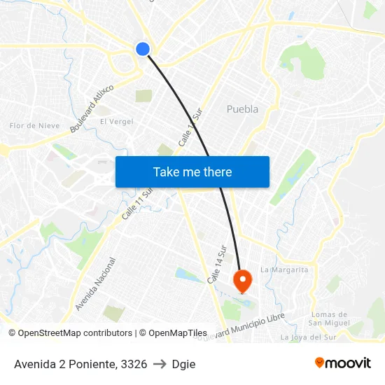 Avenida 2 Poniente, 3326 to Dgie map
