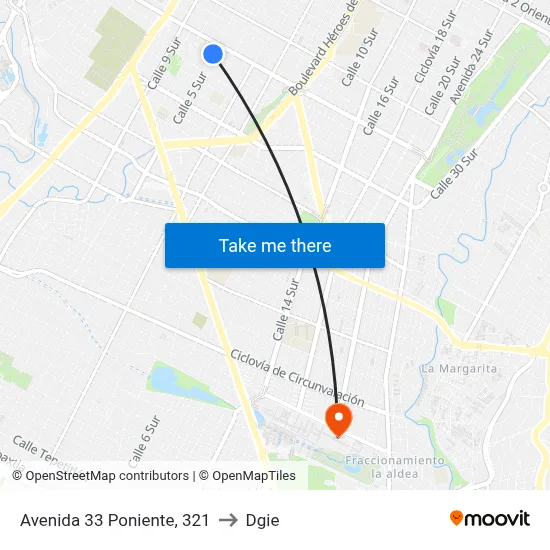 Avenida 33 Poniente, 321 to Dgie map