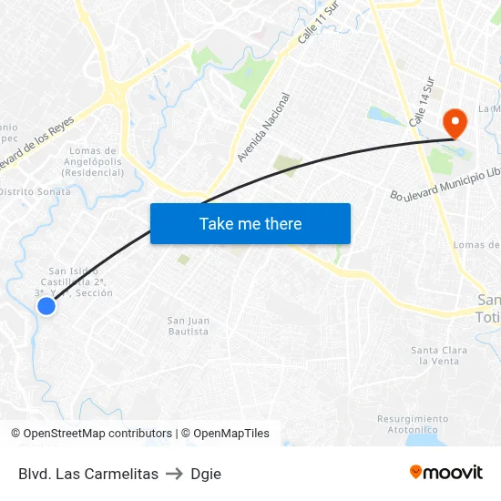 Blvd. Las Carmelitas to Dgie map