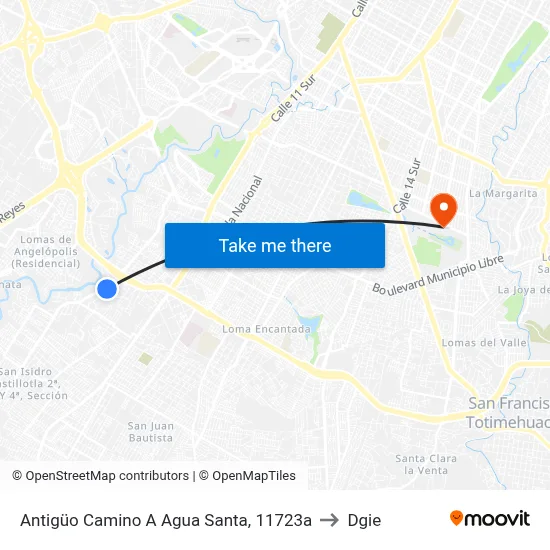 Antigüo Camino A Agua Santa, 11723a to Dgie map