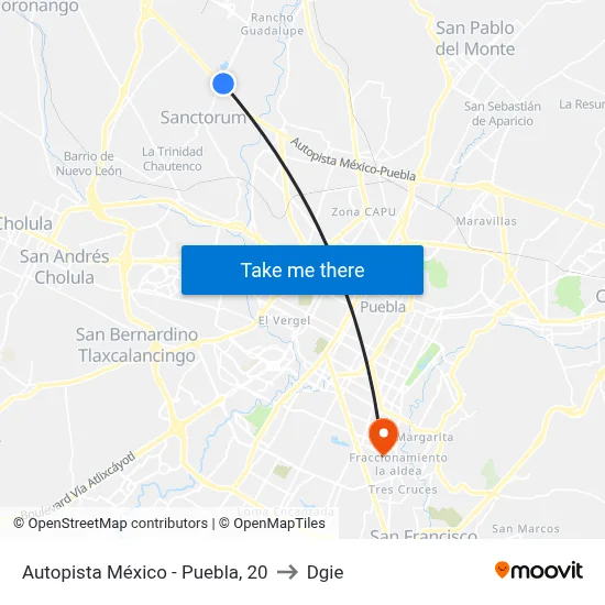 Autopista México - Puebla, 20 to Dgie map
