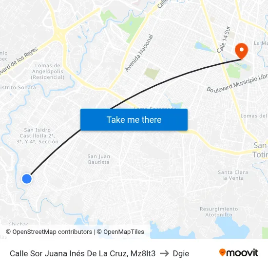 Calle Sor Juana Inés De La Cruz, Mz8lt3 to Dgie map