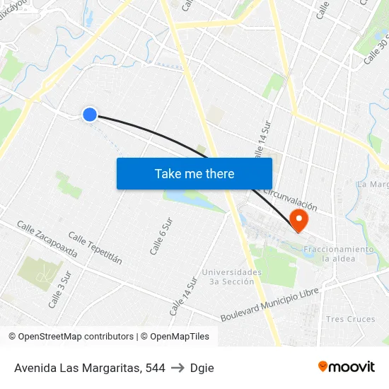 Avenida Las Margaritas, 544 to Dgie map