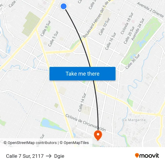 Calle 7 Sur, 2117 to Dgie map