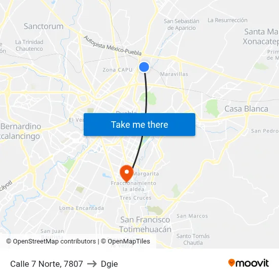Calle 7 Norte, 7807 to Dgie map
