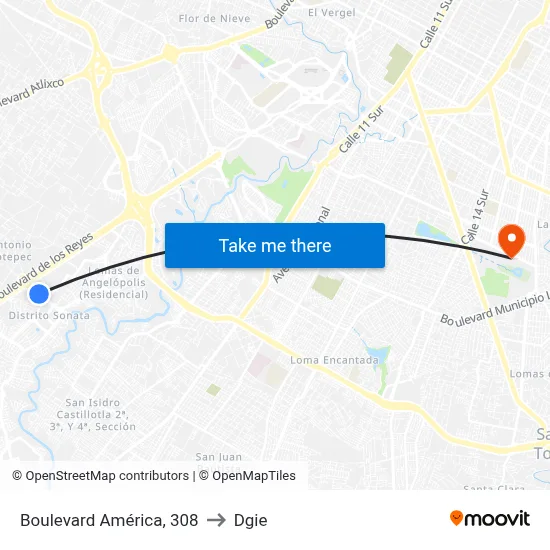 Boulevard América, 308 to Dgie map
