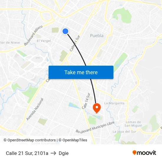 Calle 21 Sur, 2101a to Dgie map