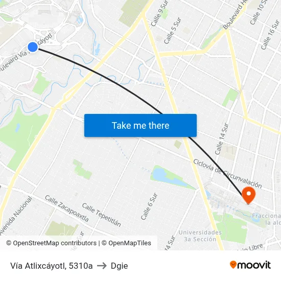 Vía Atlixcáyotl, 5310a to Dgie map