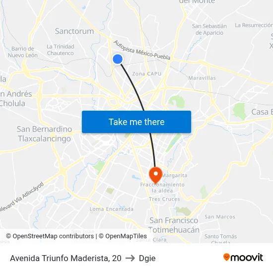 Avenida Triunfo Maderista, 20 to Dgie map
