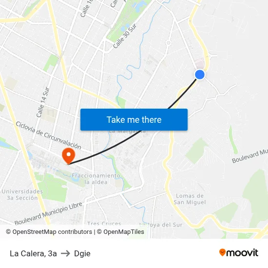 La Calera, 3a to Dgie map