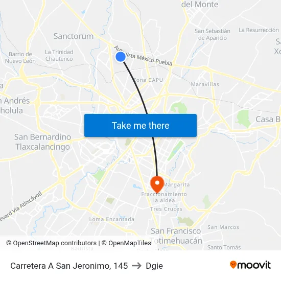 Carretera A San Jeronimo, 145 to Dgie map
