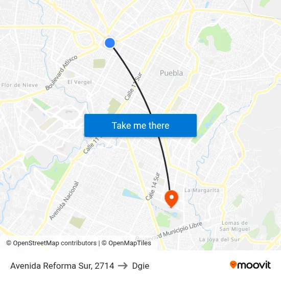 Avenida Reforma Sur, 2714 to Dgie map