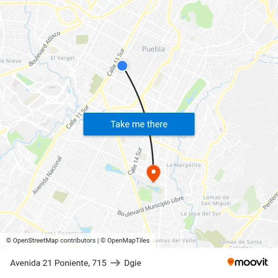 Avenida 21 Poniente, 715 to Dgie map