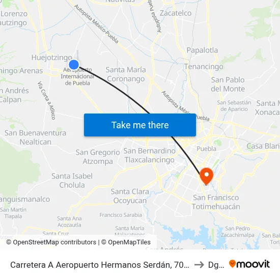 Carretera A Aeropuerto Hermanos Serdán, 7049 to Dgie map